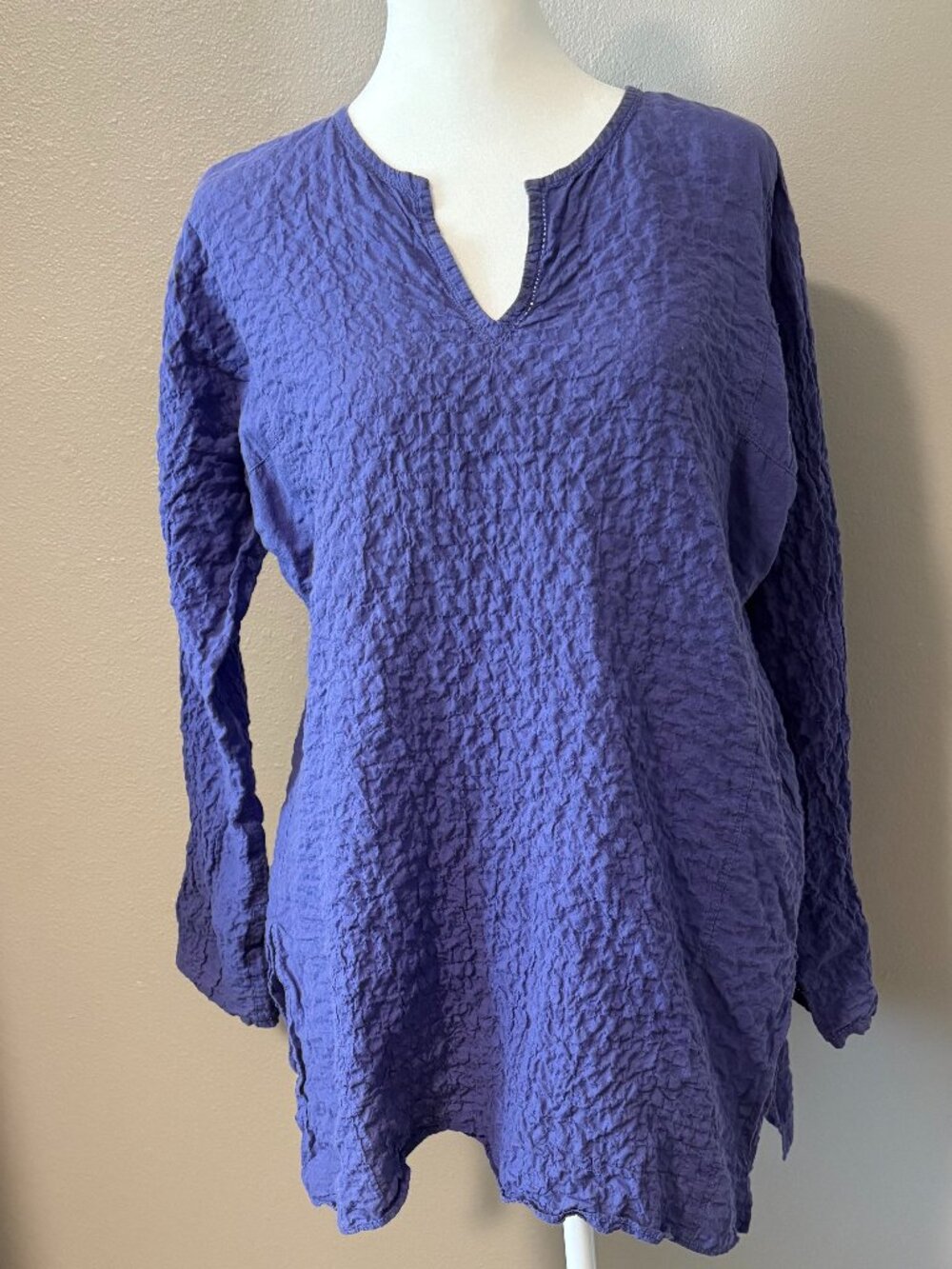 Eileen Fisher Purple Crinkle Textured Top Size M